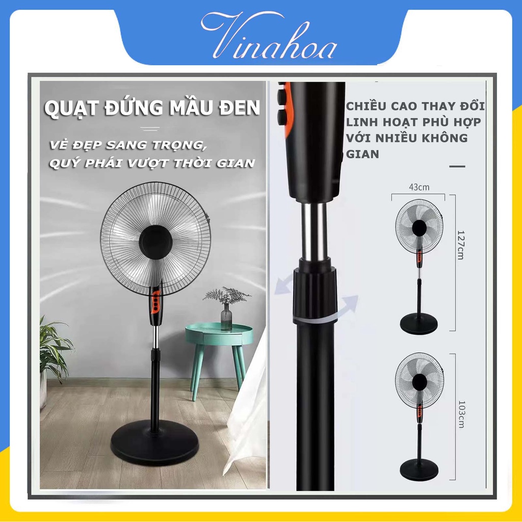 Quạt đứng mầu đen Vinahoa FS40 có thiết kế hiện đại, màu sắc trang nhã, chất liệu nhựa cao cấp ít bám bụi, dễ lau chùi