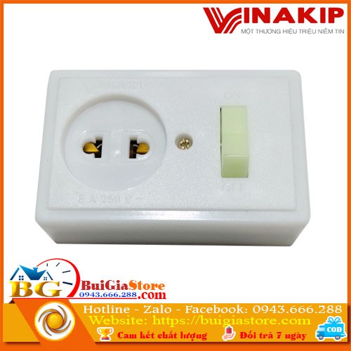 Ổ cắm liền công tắc Vinakip 6A/250V