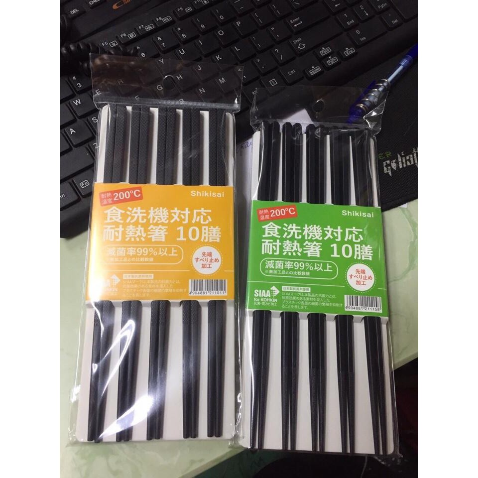 Bộ 10 đôi đũa nhựa chịu nhiệt hàng Nhật, Đũa kháng khuẩn Shikisai | WebRaoVat - webraovat.net.vn