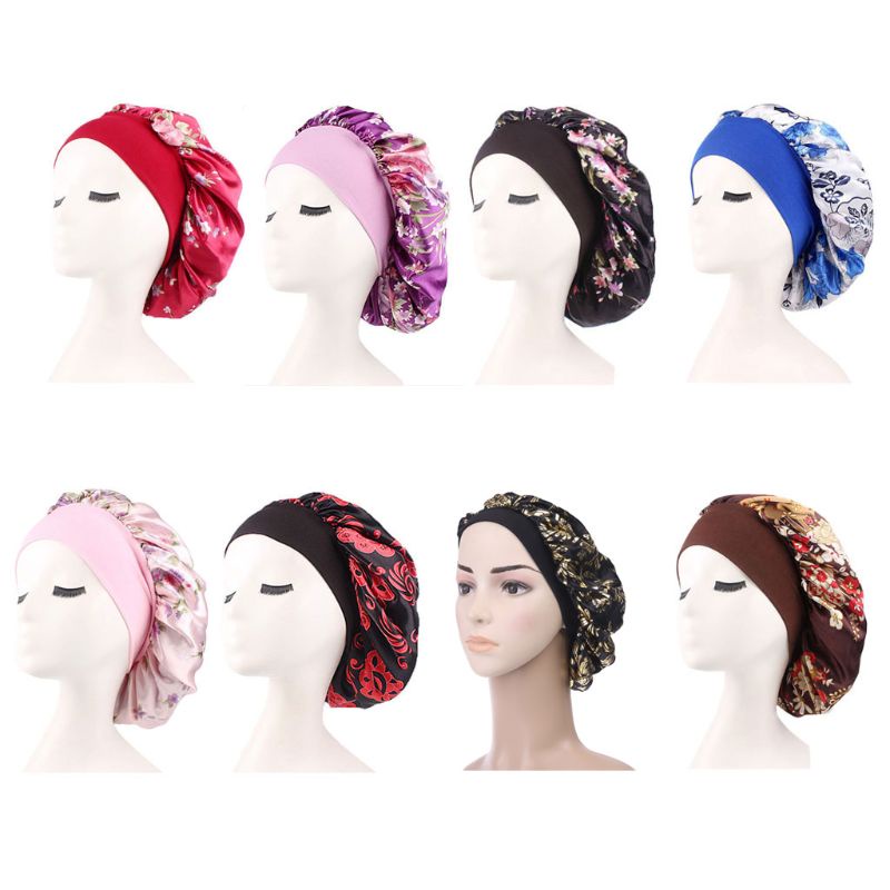 Wmmb Mũ Trùm Đầu Ban Đêm Băng Đô Rộng In Họa Tiết Hoa Cho Nữ Chemo