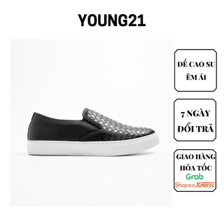 Giầy lười nam slipon đan lưới đen hot nhất 2020