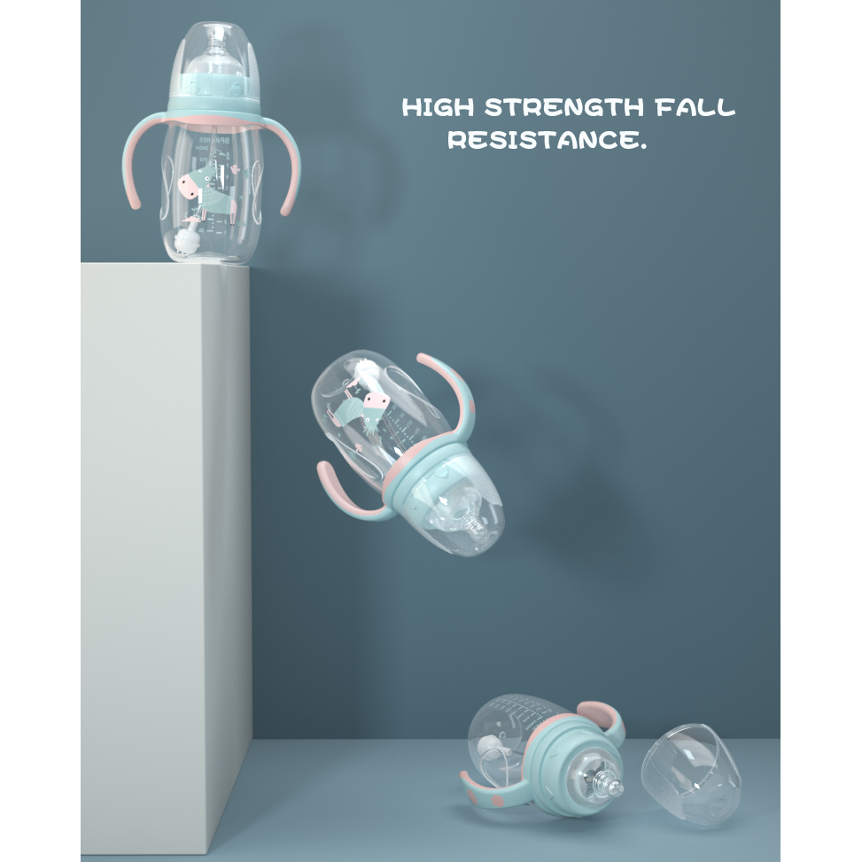 Bình Sữa Nhựa PP Có Tay Cầm Chống Rơi Tiện Dụng Cho Bé Sơ Sinh