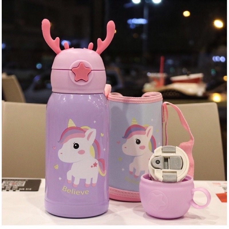 Minchun123:Bình giữ nhiệt có ống hút, tay cầm360-380ml  cho bé