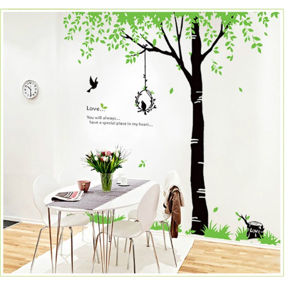 Decal trang trí tường - Cây xanh vòng nguyệt quế lớn LOVE...