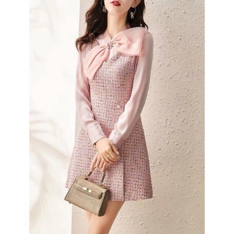 váy dạ văn phòng cổ nơ Y30