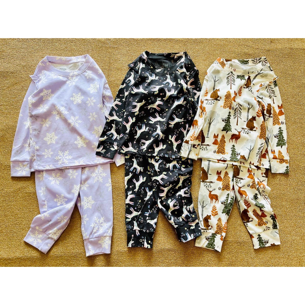 Bộ cotton bé gái Gap dài tay siêu xinh