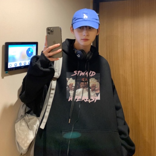 Áo hoodie dày dặn màu trơn dáng rộng phong cách thời trang hàn quốc cho nam giới