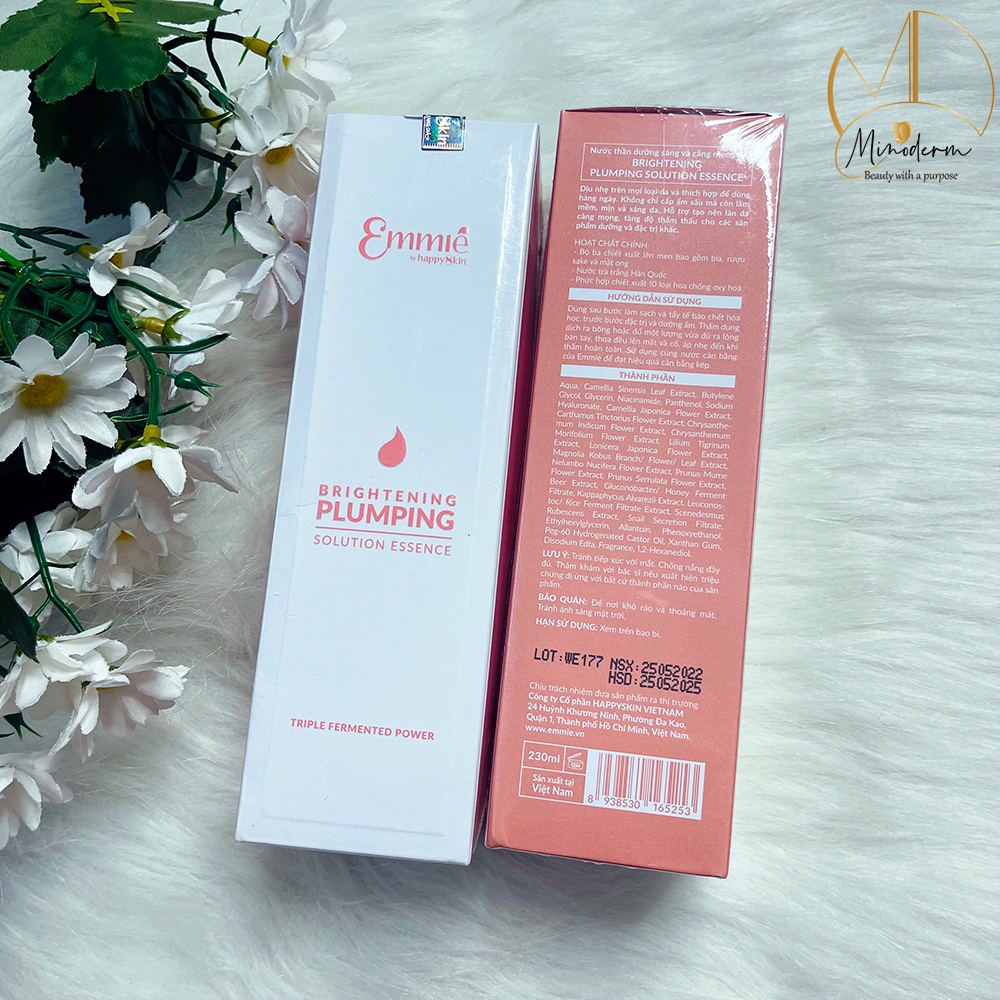 Nước thần Emmié Brightening Plumping Solution Esence Toner nuôi dưỡng làm sáng, căng mọng da 230ml