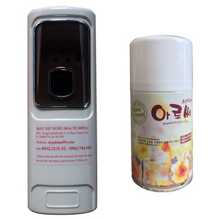 Máy xịt thơm phòng tự động MG8D-BV và chai xịt thơm phòng Hàn Quốc AROMA HOMMAX