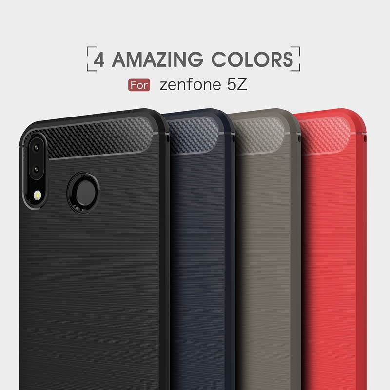 Ốp điện thoại TPU mềm kết cấu sợi carbon bề mặt nhám cho ASUS ZenFone 5Z ZS620KL ZE620KL M1 ZB555KL ZB601KL