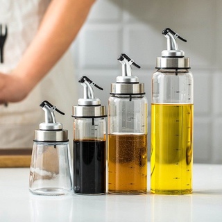  Chai Lọ Bình Đựng Dầu Ăn Thủy Tinh 160ML đến 500ML Vòi Rót Bấm Tay Chia Vạch Trong Nhà Bếp 