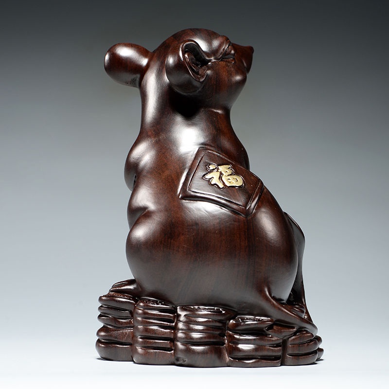 Tượng Gỗ Mun Hình Chú Chuột Hoàng Đạo Trang Trí Nội Thất