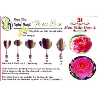 Dụng cụ rau câu 3D Ngọc Huệ (bộ 5 kim số 31 - hoa mẫu đơn)