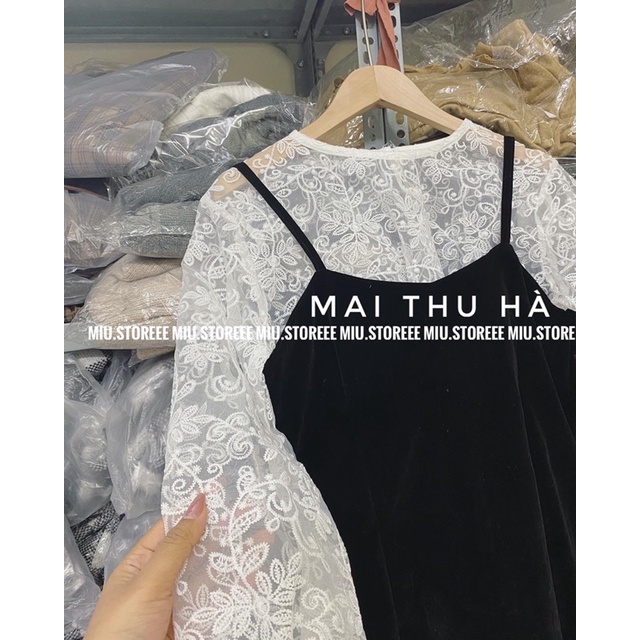 SET YẾM ÁO VOAN THÊU HOA TIỂU THƯ KÈM YẾM NHUNG HAI DÂY