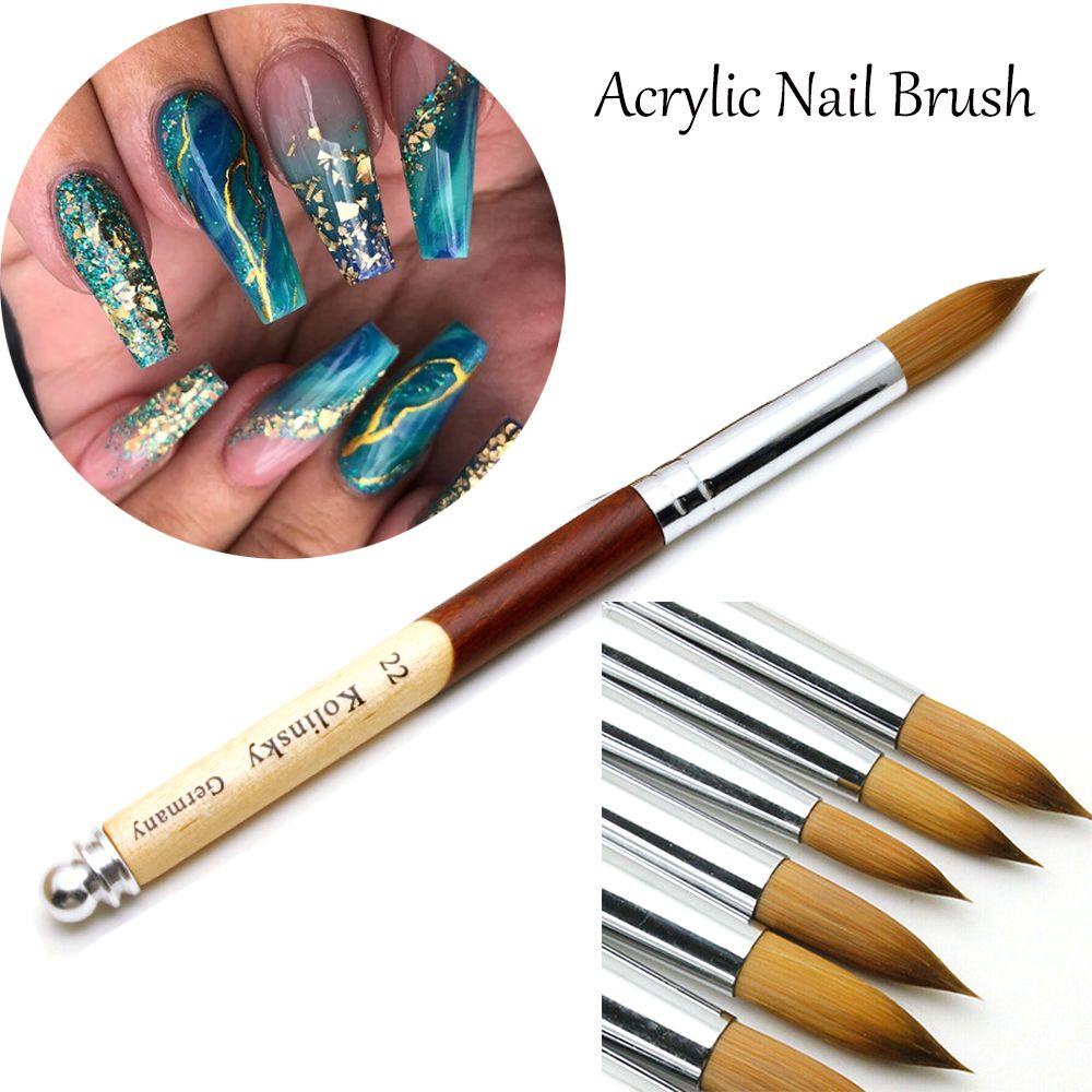 SHOOGYY Acrylic Nail Art Brush Kit Powder Wood Handle Oval Crimped Shaped Professional Salon Quality Manicure Tools