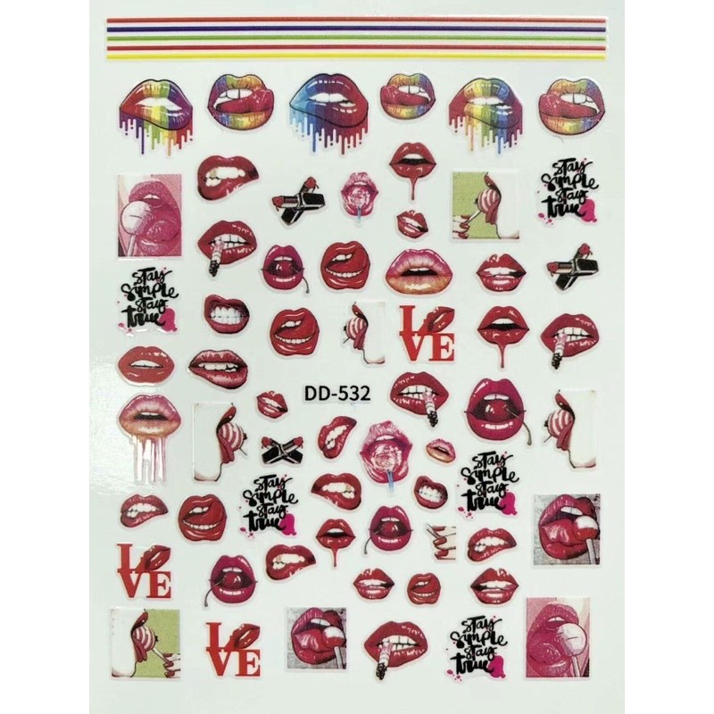 sticker hìnnh môi dán móng tay nail mẫu mới