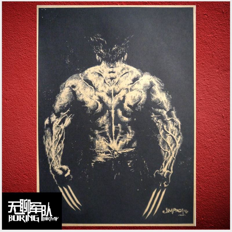 1 Tấm Poster Giấy Dán Tường In Hình Siêu Anh Hùng Marvel 's The Avengers Wolverine Logan Iron Man Spider-Man Black Panther Captain America Vintage