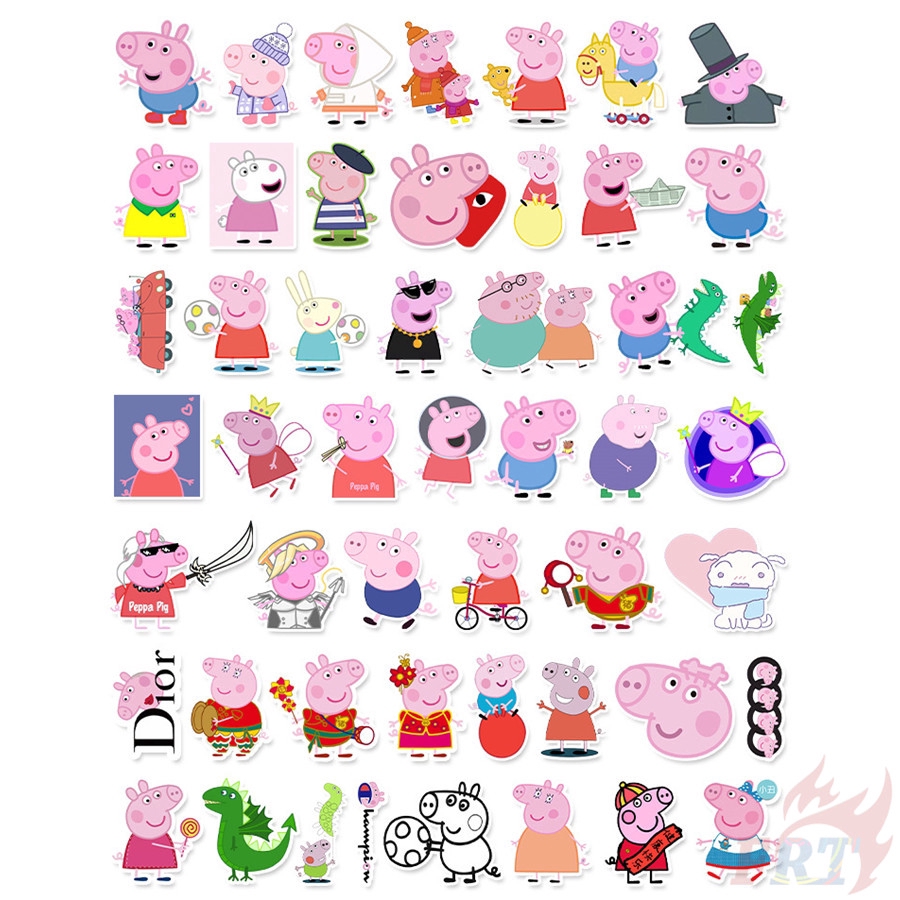 Set 50 nhãn dán Peppa Pig Series 04 DIY thời trang chống nước