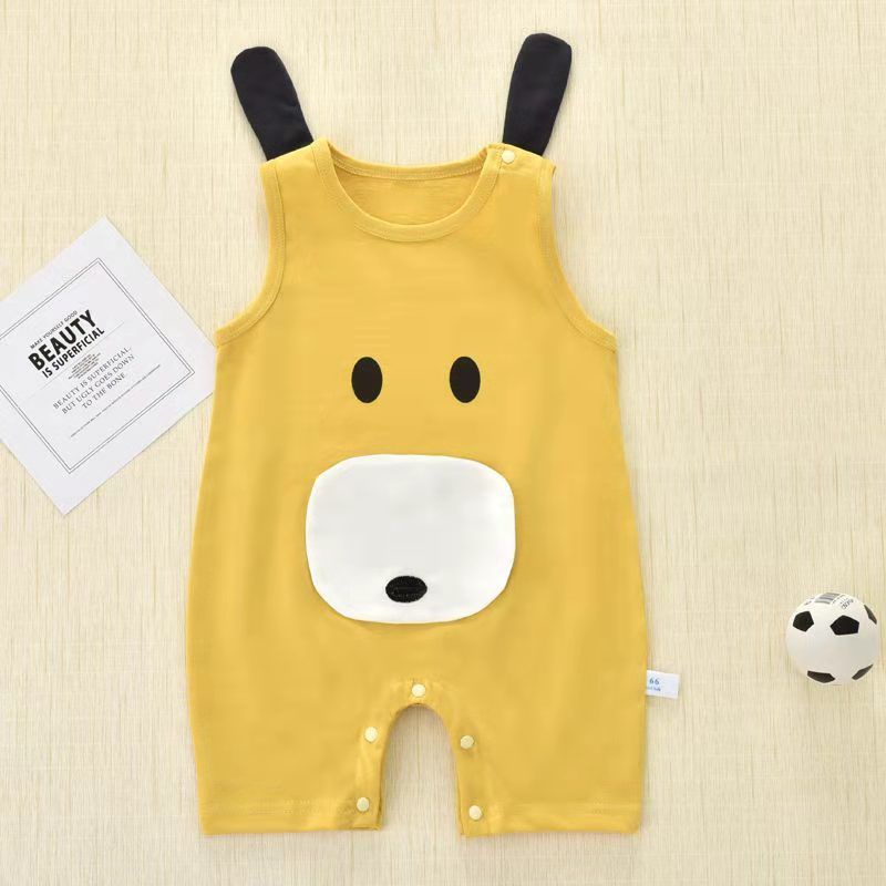 Bộ Áo Liền Quần Mùa Hè Không Tay Bằng Vải Cotton Dễ Thương Cho Trẻ Sơ Sinh