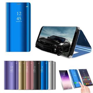 Casing case clear smart view untuk samsung galaxy s10e s10 s9 s8 plus case flip mirror holder cover