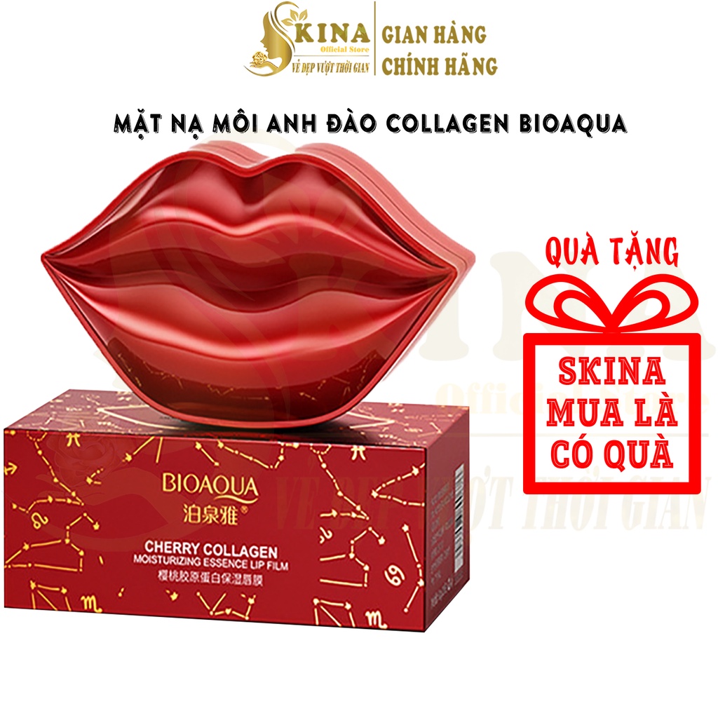 Mặt nạ môi BIOAQUA , Mask dưỡng ẩm collagen cho môi nội địa trung SKINA  60g (20 miếng dán)