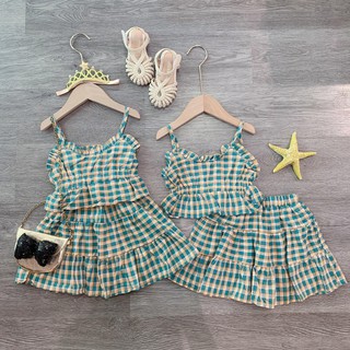 Set áo 2 dây và chân váy kẻ Caro xinh xắn cho bé gái S12-2021