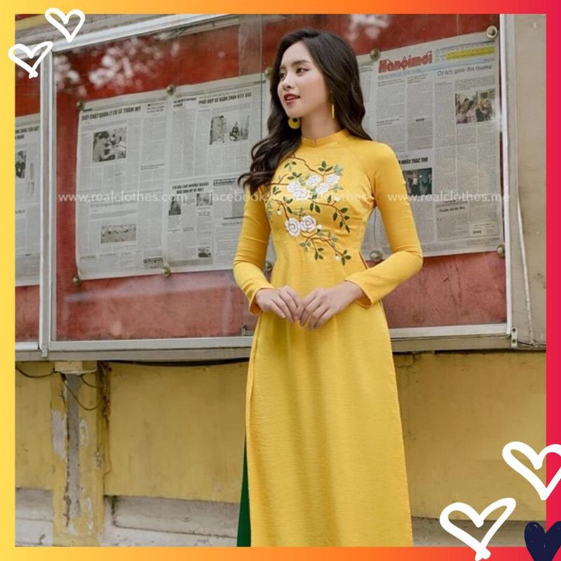 ÁO DÀI LỤA TÂY THI THÊU HOA💥💥SIÊU RẺ - SIÊU ĐẸP💥💥KÈM ẢNH THẬT PHÍA SAU | BigBuy360 - bigbuy360.vn