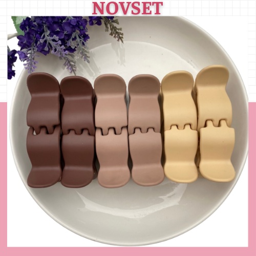 kẹp càng cua NOVSET kẹp tóc càng cua màu socola cao cấp thiết kế kiểu dáng bầu tròn