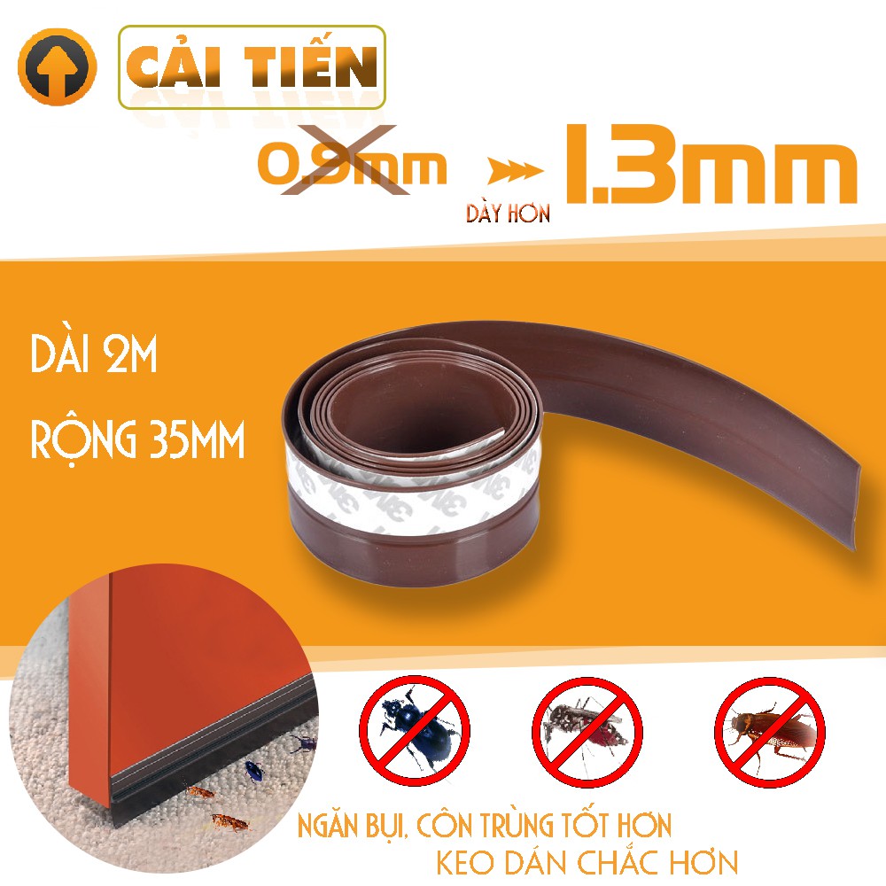 Ron Dán Chân Cửa Cải Tiến Dài 2 mét Rộng 35mm Ngăn Chống Côn Trùng Ruồi Muỗi Gián Che Khe Hở Chân Cửa Legaxi