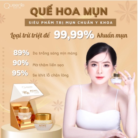 Quế Hoa Mụn Queenie Skin - Kem Chấm Mụn Đậu Đen, Mụn Ẩn, Giảm Thâm Mụn, Dưỡng Trắng Da