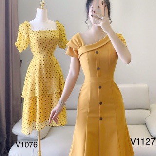 BÁN SỈ VÁY VÀNG LỆCH VAI