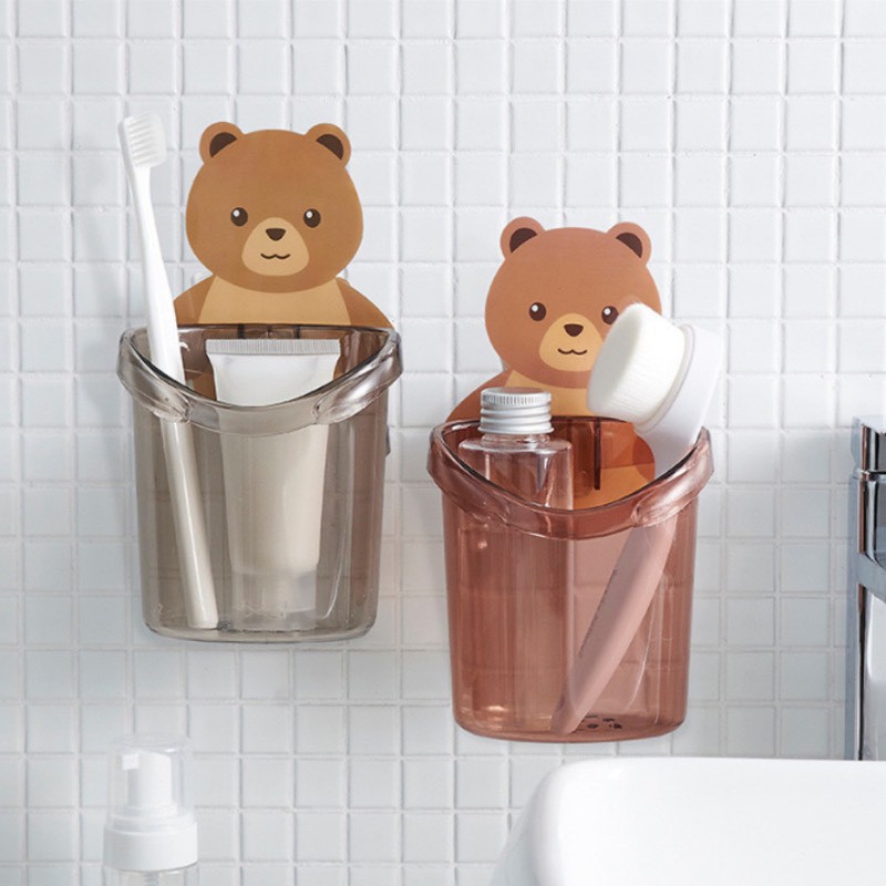 Cốc gấu đựng bàn chải kem đánh răng - Cốc gấu dán tường siêu dính Dolare
