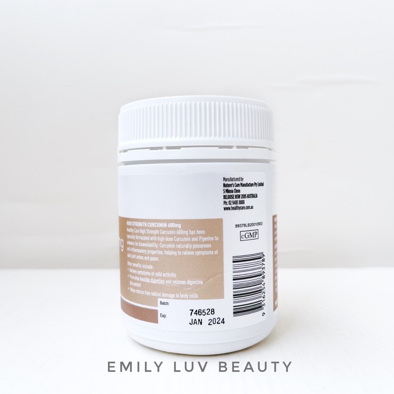 Tinh bột nghệ Healthy Care Curcumin 600mg