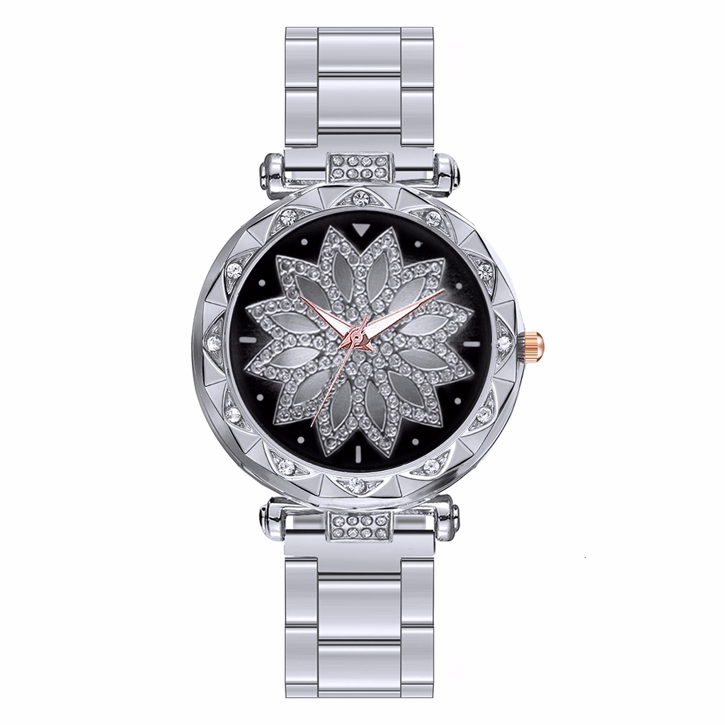 Ready Stock❤️Women Stainless Steel Flower Watch Luxury Ladies Quartz Watches Clock 