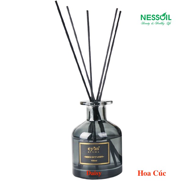 Bộ tinh dầu nước hoa thơm phòng Eyun hương Hoa Cúc gồm 1 chai tinh dầu 100ml + 1 bộ que khuếch tán màu đen