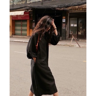 DE PLAGE - ĐẦM LINEN PUFF-SLEEVES