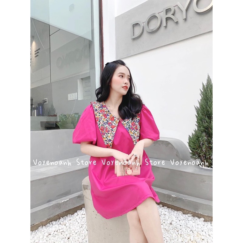 [Hàng Chuẩn] Váy Nữ Xinh Cổ Hoa Tay Phồng , Đầm Nữ Hồng Dáng Babydoll Siêu Xinh Có Ảnh Thật Kèm Video | BigBuy360 - bigbuy360.vn