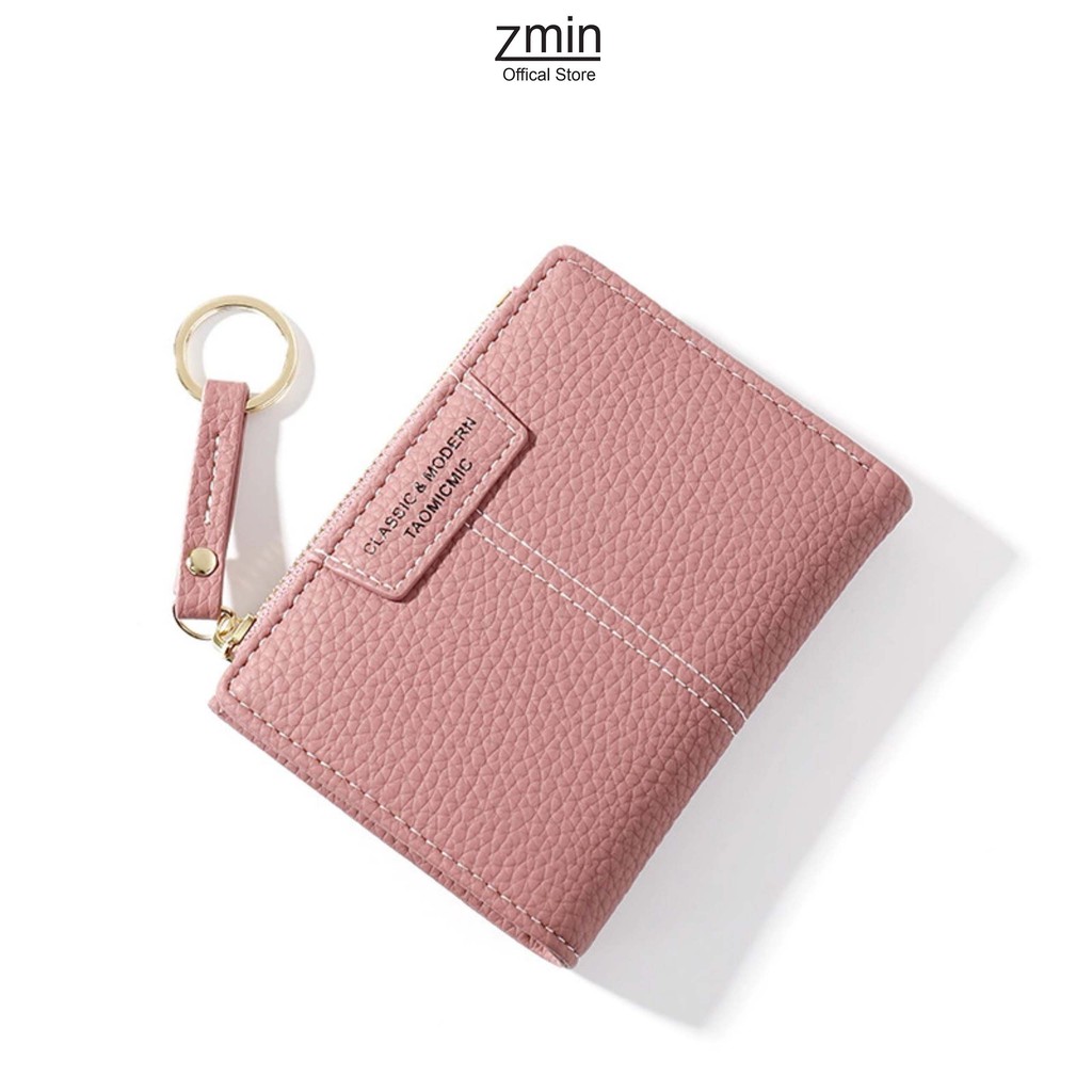 Ví bóp nữ ngắn mini cầm tay Zmin, chất liệu cao cấp có thể bỏ túi - V032