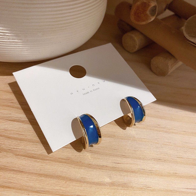 Hoa tai tráng men xanh thời trang cho nữ