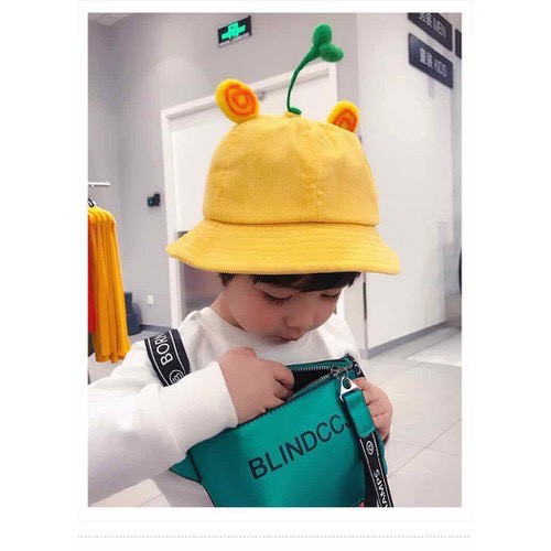 Mũ Nón Cho bé Maruko 3D Rộng Vành Nhiều Kiểu Mầm Cây EMMITS Kaki Nhung Siêu Cute