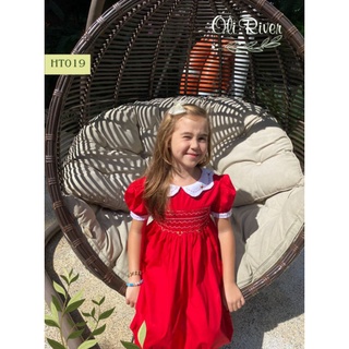 ĐẦM SMOCK ĐỎ CỔ HOA XINH XẮN