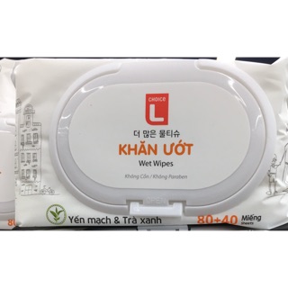 Khăn Ướt Gia Đình 120 miếng CHOICE L Yến mạch & Trà xanh