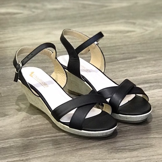 Sandal đế xuồng nữ 5p da bò mềm LUNASHOES 6004 bảo hành 2 năm ảnh thật chụp tại cửa hàng