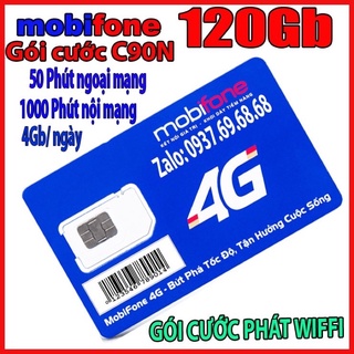 Sim 4g mobifone c90n data 4gb/ngày, gọi miễn phí. sim cs3n/cs6n/12fd50/dthn/12dthn phát wifi max băng thông