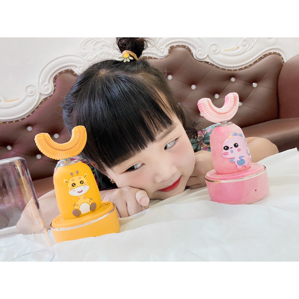 [Tặng Qùa] Brushie Kids bản CAO CẤP-Bàn Chải Điện Trẻ Em cho bé 2-7 tuổi, Chữ U Sonic 720, Khử Khuẩn, cho Răng nhạy cảm