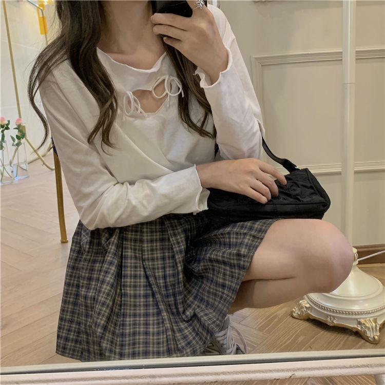 Áo Thun Nữ Dài Tay Cổ Tròn In Hình Trái Tim Thời Trang Hàn