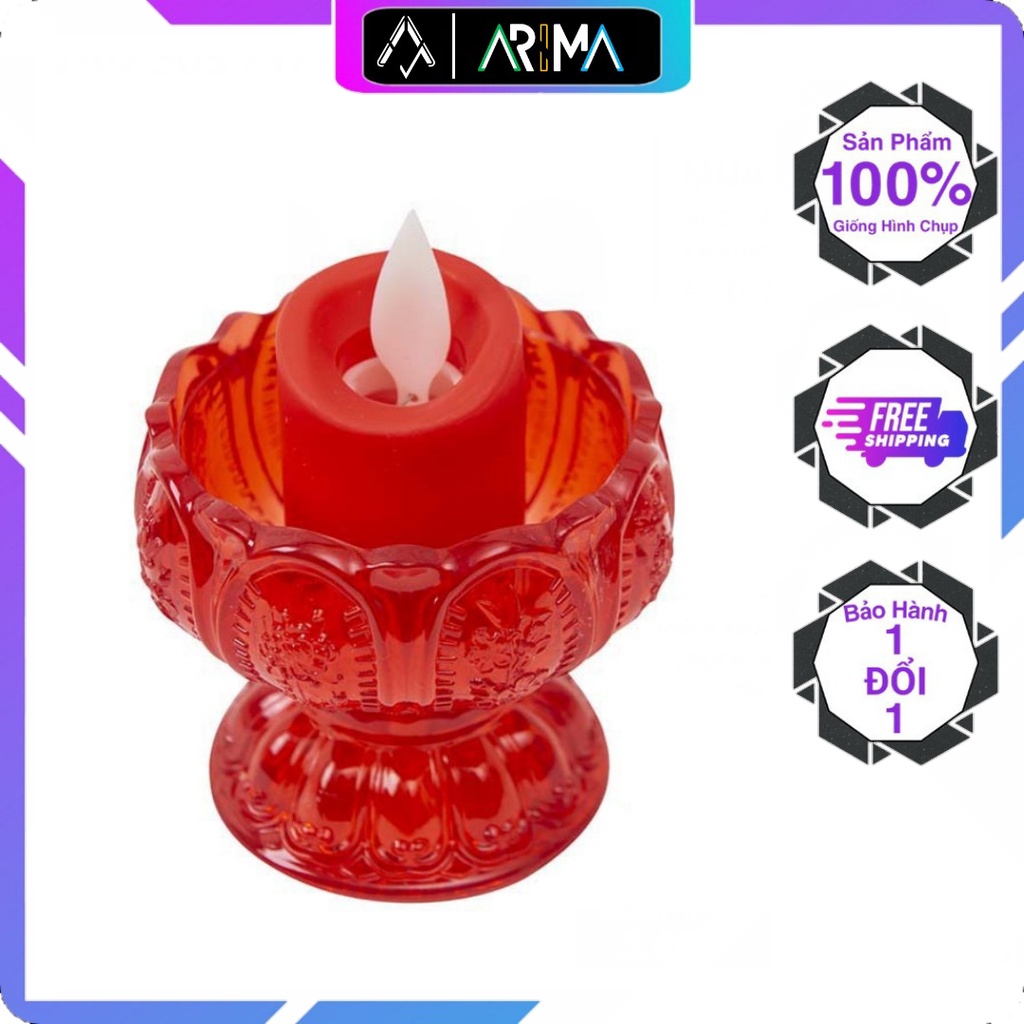 Cốc nến đèn thờ hoa sen SOPOKA, Bằng điện bền đẹp, an toàn, Bảo hành 12 tháng