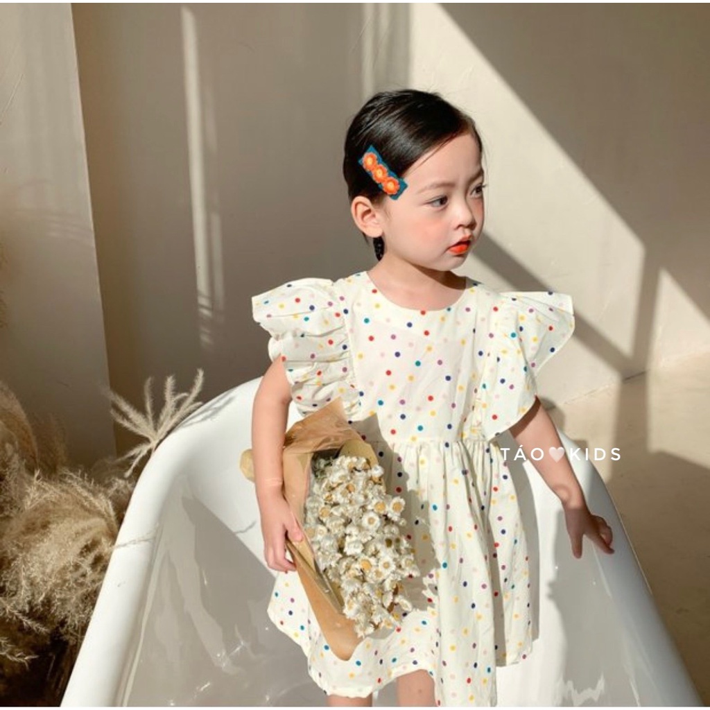 Váy, Đầm chấm bi bé gái thiết kế đơn giản sang chảnh