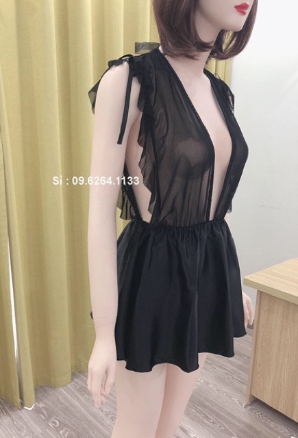 Áo Ngủ 2 Day Chip Lọt Khe Gợi Cảm Sexy Lụa Phối Ren Cao Cấp 🌸FREE SHIP|🌸 Kiểu Khoét Ngực Quyến Rũ Quảng Châu (XẺ SÂU)