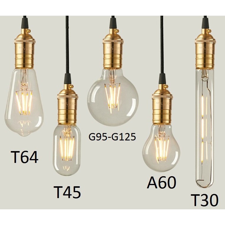 Bộ 6- 8-10 Đèn led Edison A60 4w trang trí nghệ thuật decor giả sợi đốt cổ điển
